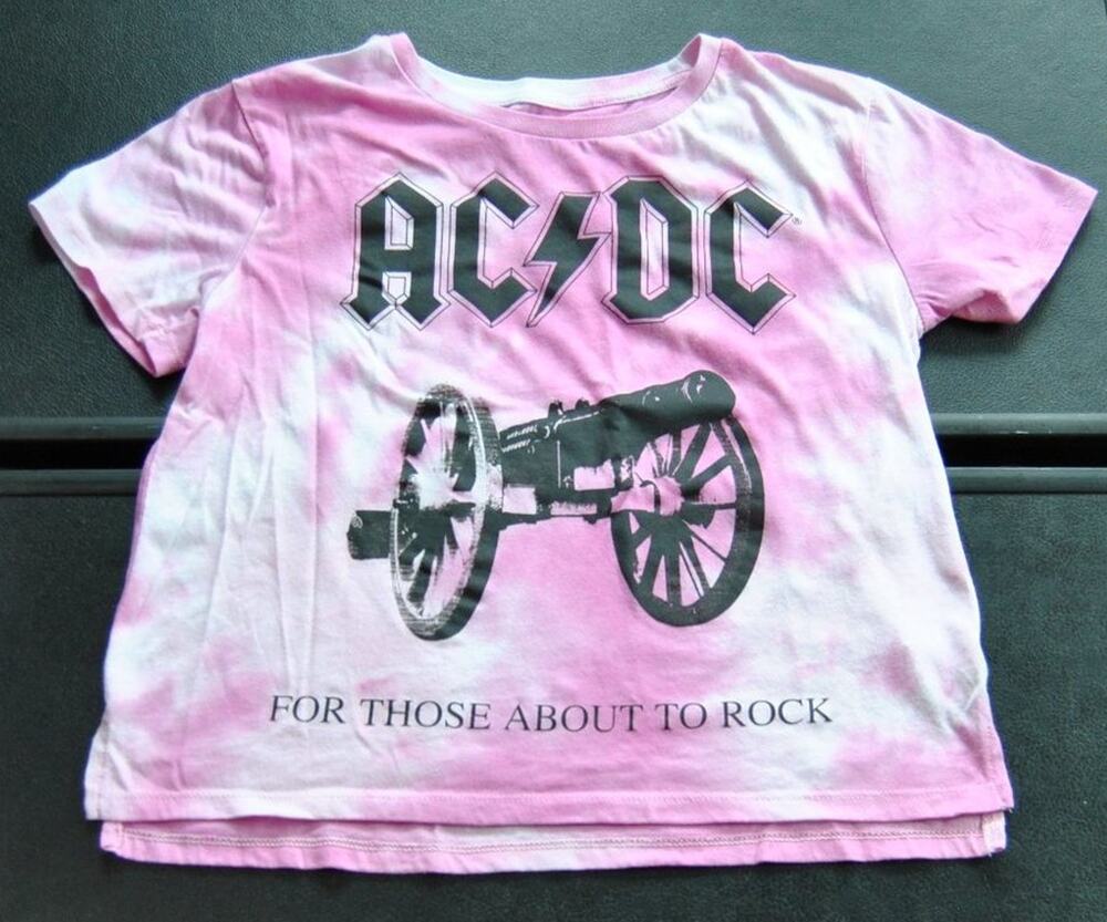 AC/DC For Those About to Rock Pink Short Sleeve Shirt Tie Dye Small